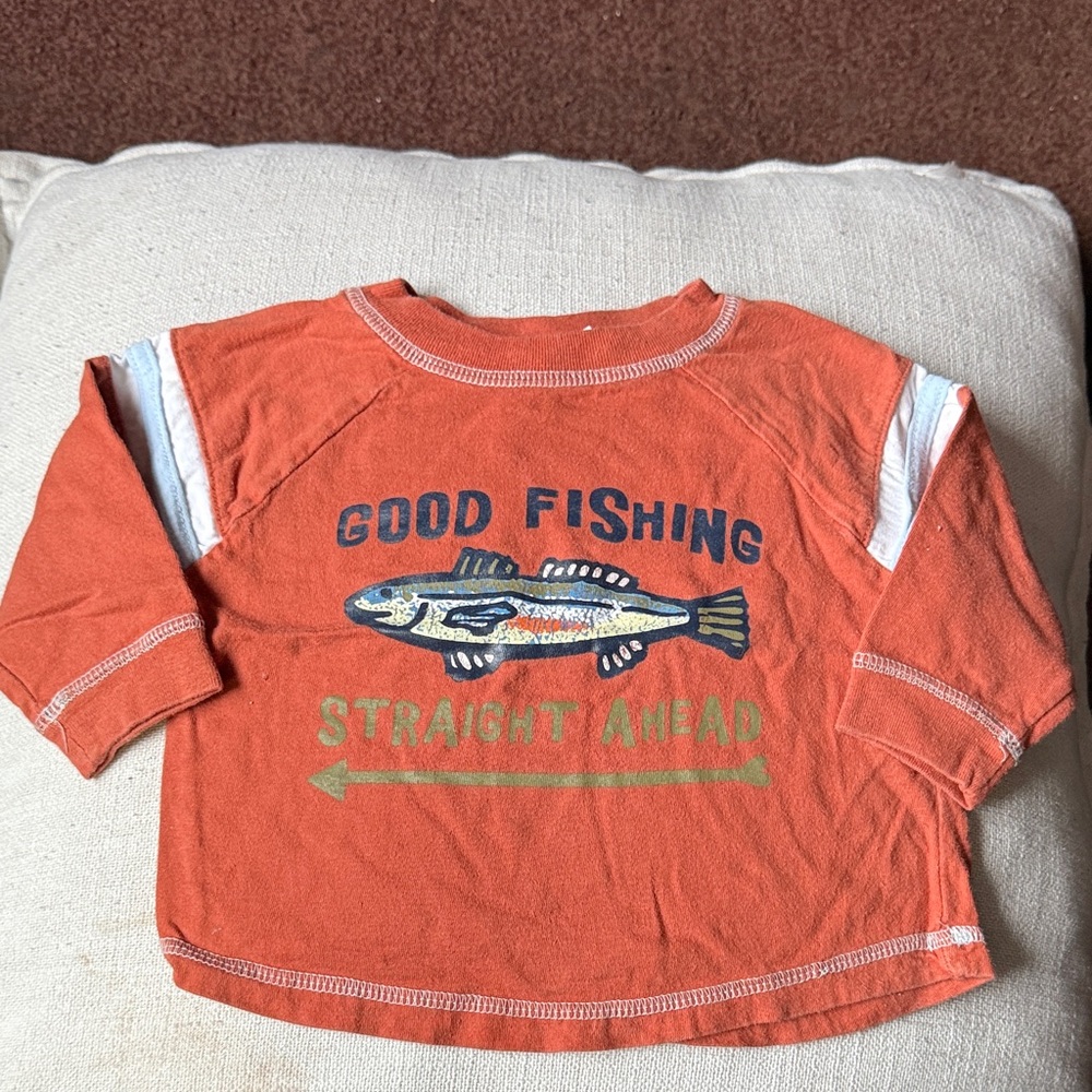 Kids' Orange Fishing Adventure Long Sleeve Tee
